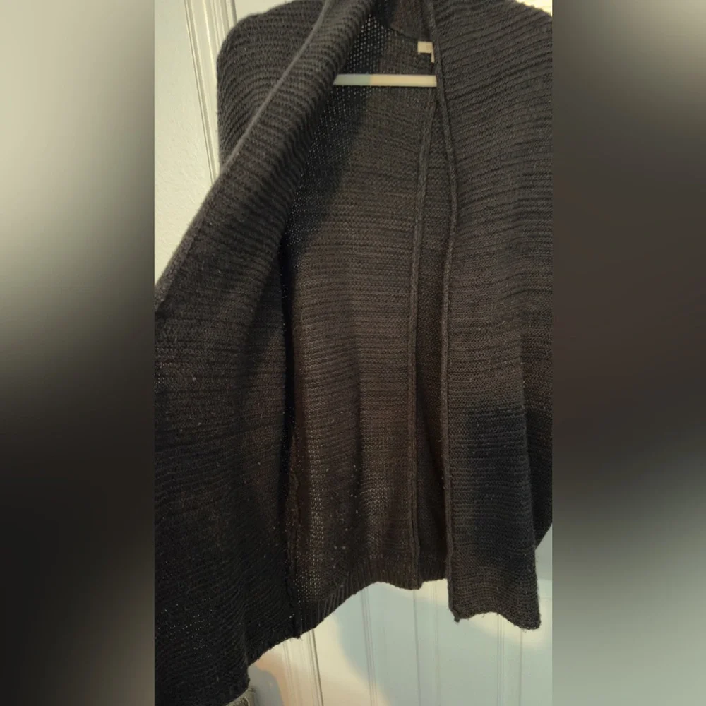 COZY CASUAL Chunky Cocoon Cardigan Open Front Woven Sweater Dark Brown & Black